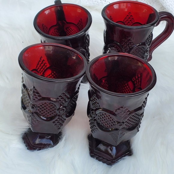 Vintage Avon Cranberry Glass mugs